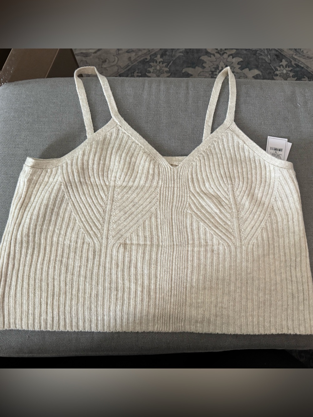 Auden Cream Ribbed Knit Crop Top